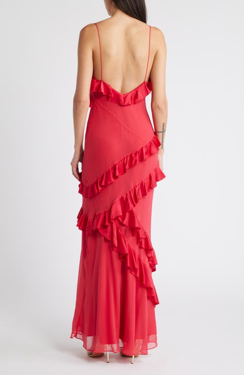 Shop Loveshackfancy Rialto Ruffle Silk Dress In Red