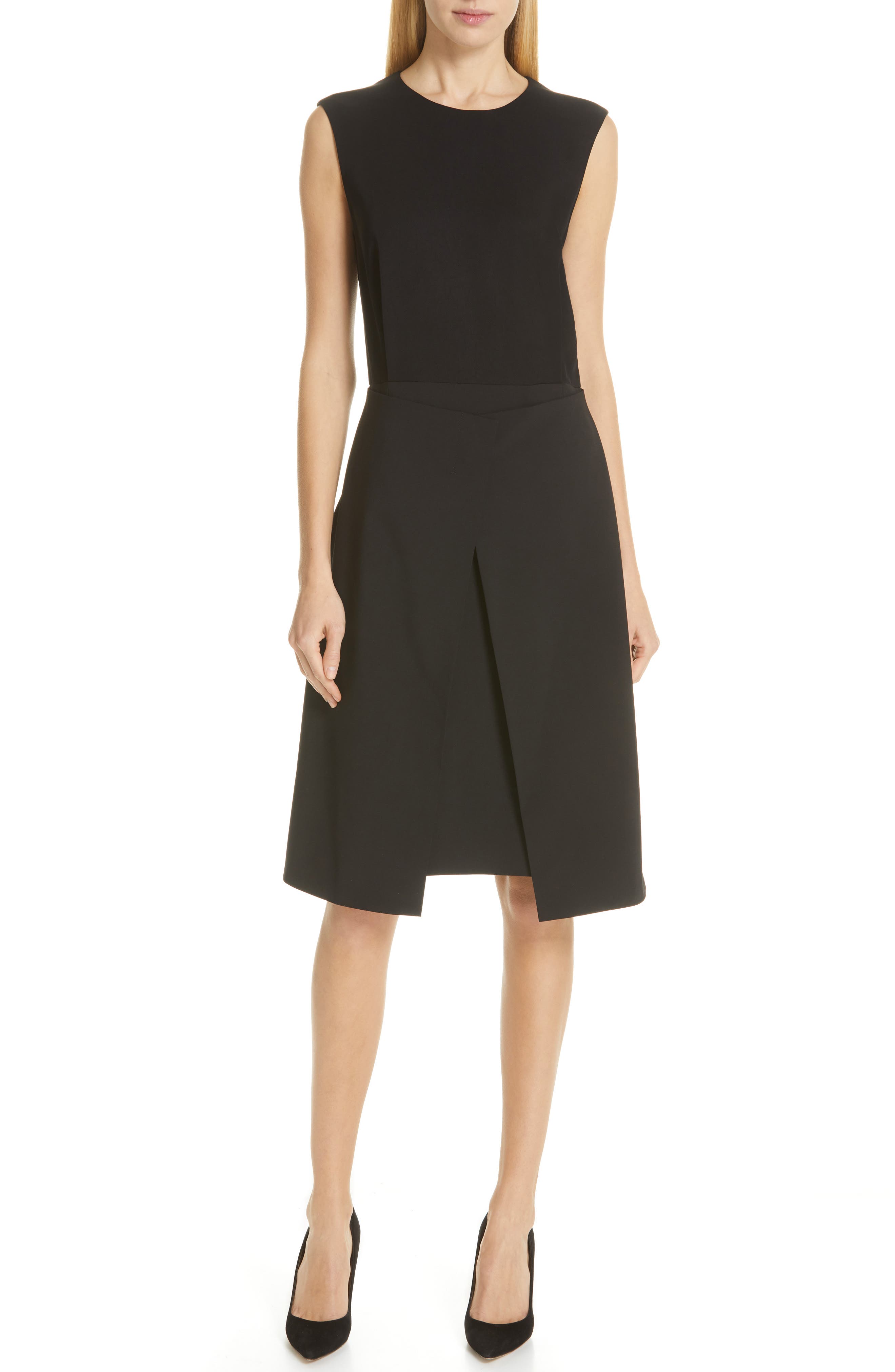 Boss Delieta Mixed Media A-Line Dress, Black