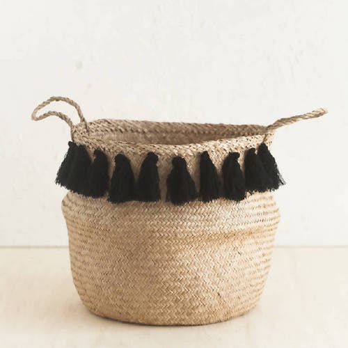 Creative Women Black Tasseled Belly Basket In Black