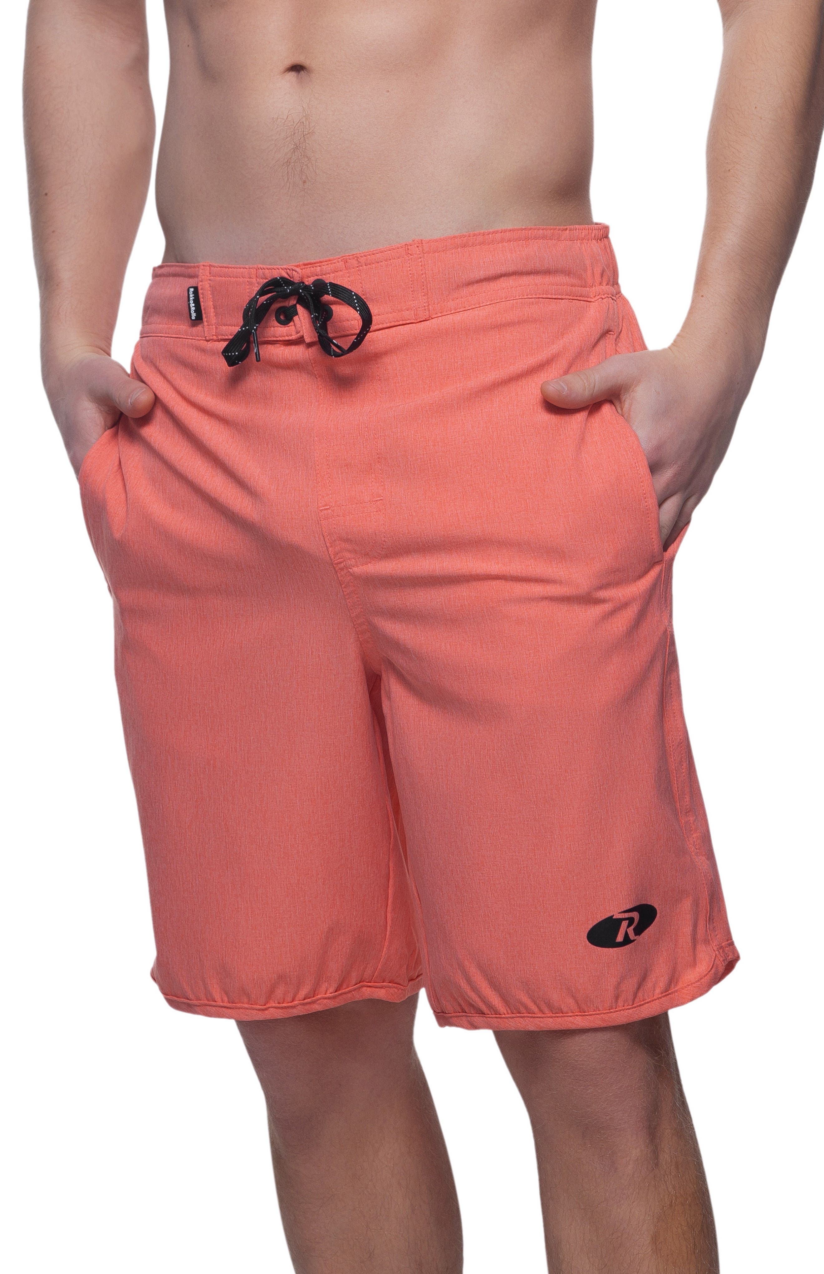 Rokka&Rolla Quick-Dry Stretch Swim Trunks with Adjustable Waistband in Peach Cover