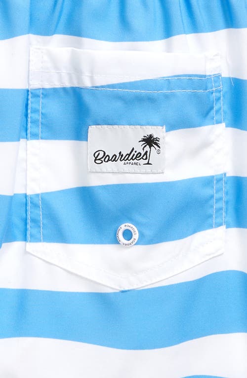 Shop Boardies Kids' Stripe Swim Trunks In Blue/white