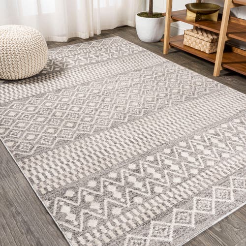 Jonathan Y Ifrane Berber Geometric Stripe Area Rug In Gray/cream