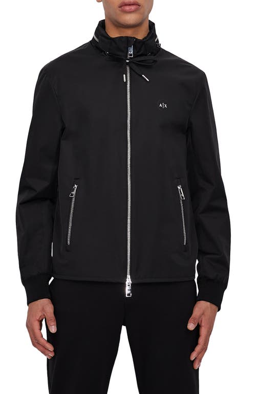 Armani Exchange Classic Yacht Cotton Blend Jacket with Hidden Hood Black at Nordstrom,