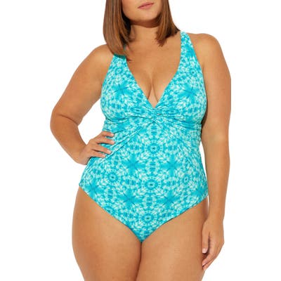 Plus Size Bleu By Rod Beattie Makes Waves One-Piece Swimsuit, Blue