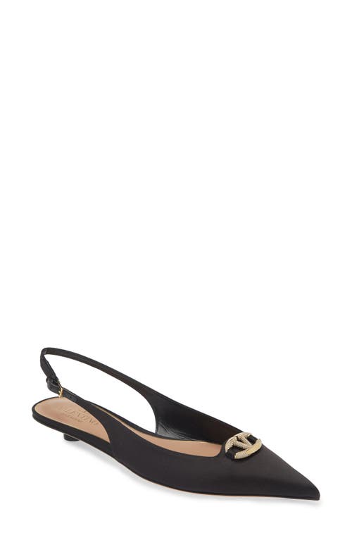 Shop Valentino Garavani Vlogo Pointed Toe Satin Slingback Pump In Nero