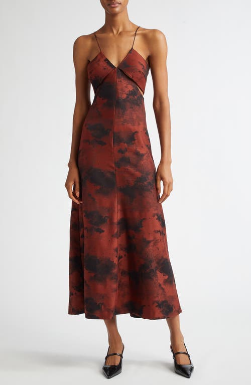 BITE Studios Aquilone Strap Cutout Wool Jacquard Midi Dress in Red /Black 