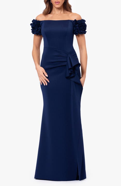 Xscape Evenings Off-the-Shoulder Trumpet Gown Midnight at Nordstrom,