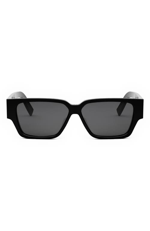 DIOR CD Diamond S5I 56mm Geometric Sunglasses in Shiny Black /Smoke at Nordstrom