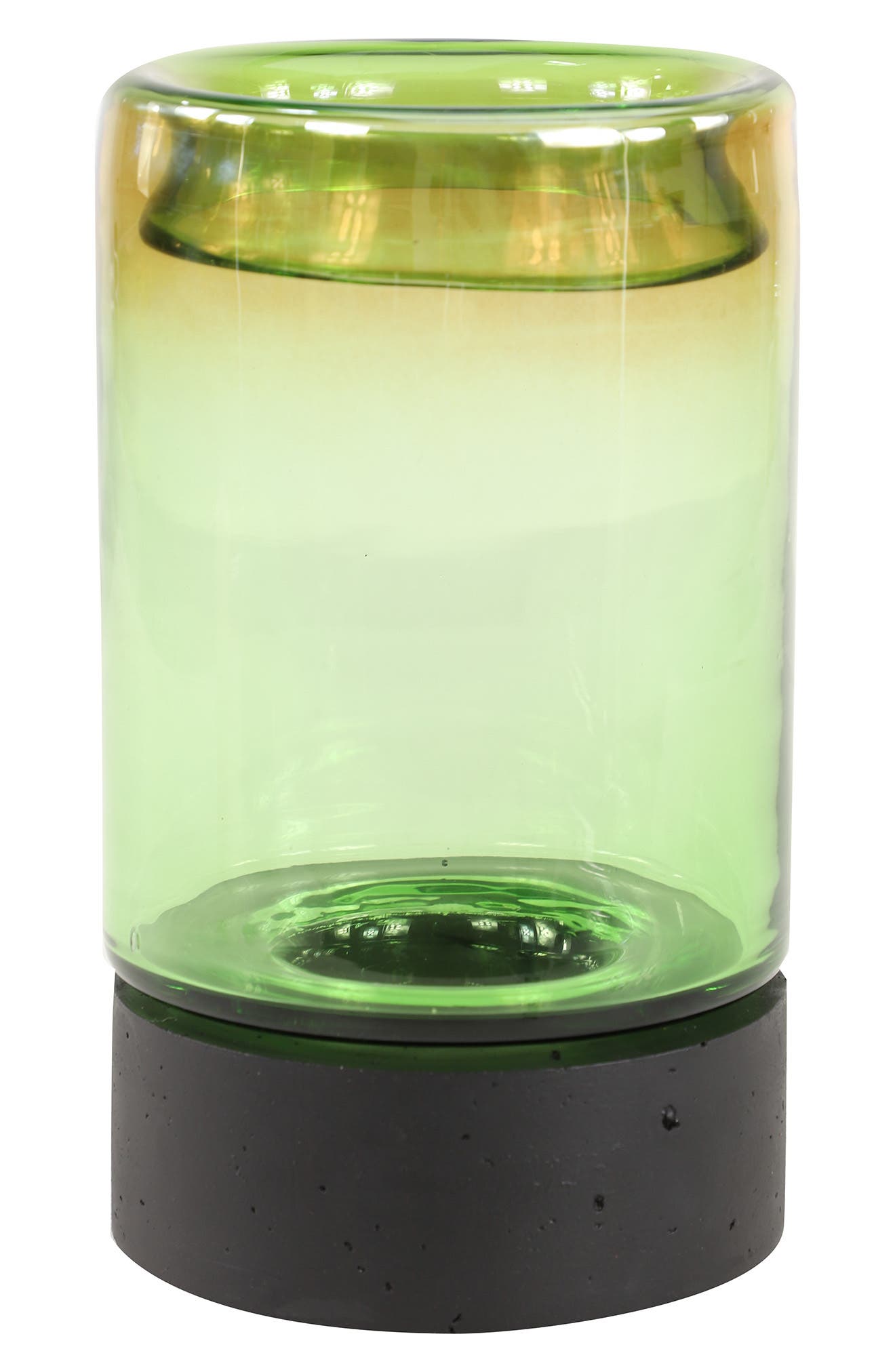 GINGER BIRCH STUDIO Contemporary Large Round Candle Holder with Green