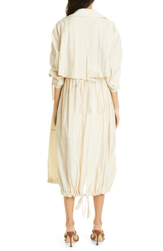 Cinq À Sept Emmeline Ruched Sleeve Trench Coat In Plaster | ModeSens