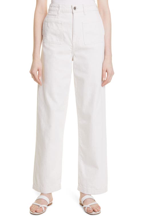 Emporio Armani Wide Leg Cotton & Linen Twill Pants in Natural at Nordstrom,
