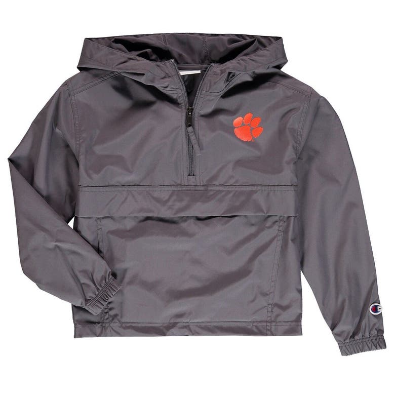 Champion Kids' Youth  Graphite Clemson Tigers Pack & Go Quarter-zip Windbreaker Jacket