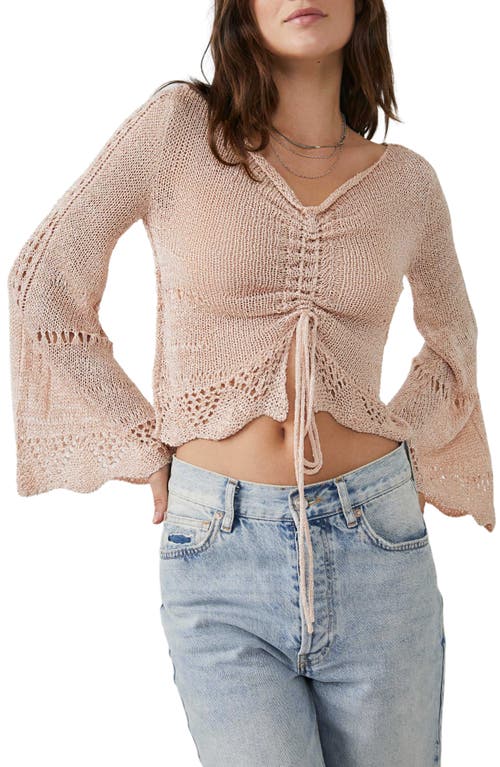 Free People Zinnia Cinch Sweater in Pink Sand Combo