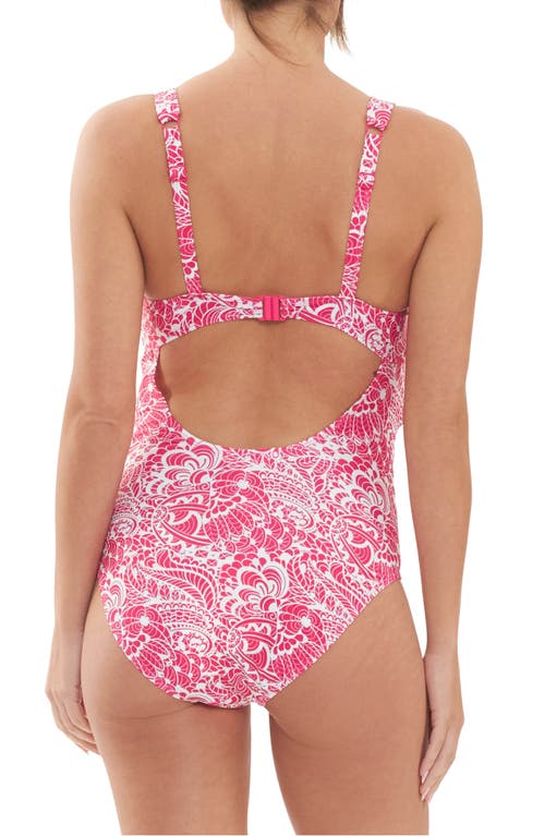 Shop Ripe Maternity Janis Tie Front One-piece Maternity Swimsuit In Hot Pink/white