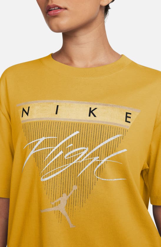 Shop Jordan Flight Heritage Graphic T-shirt In Yellow Ochre/ Legend Brown