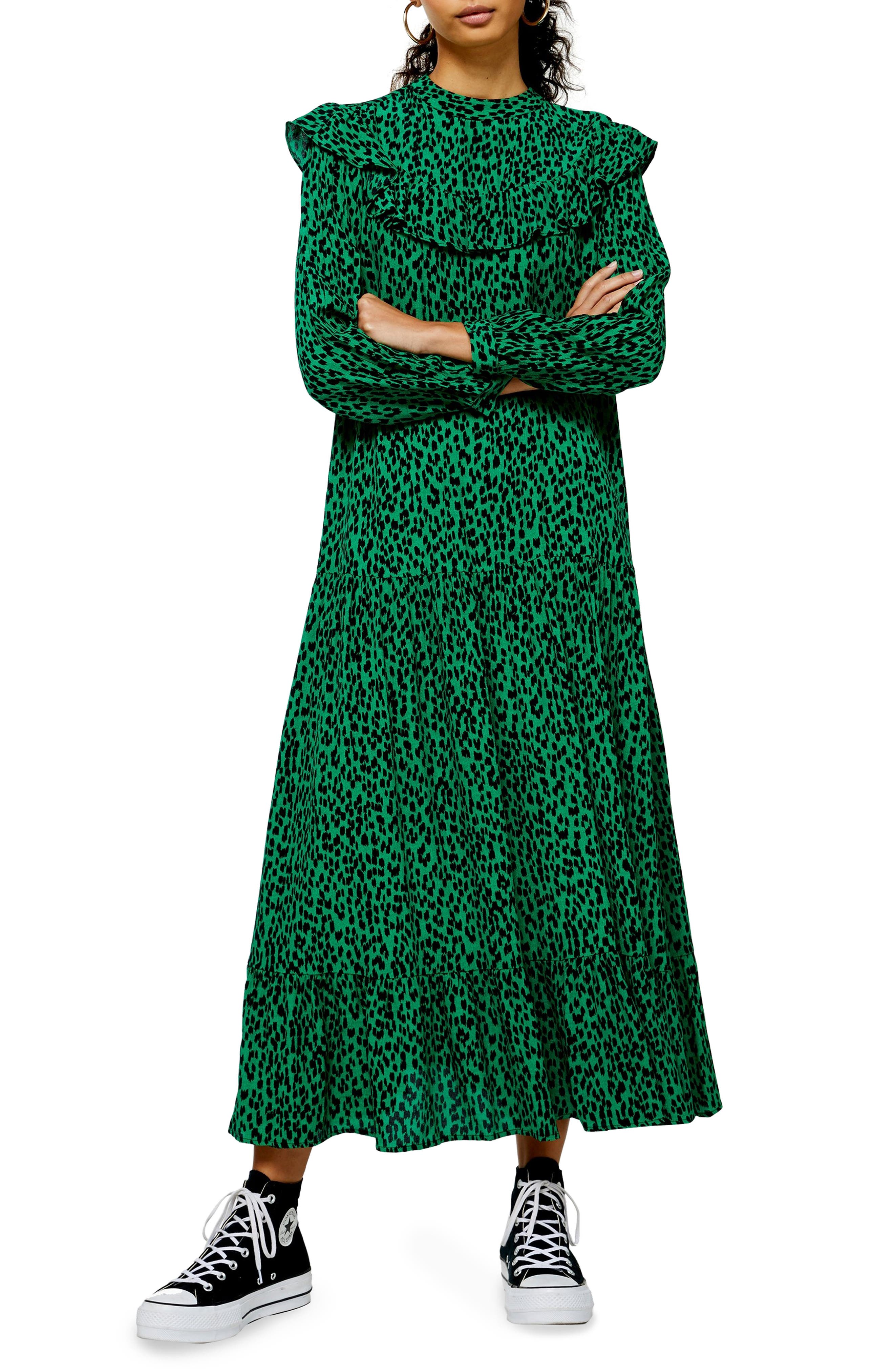 animal print green dress