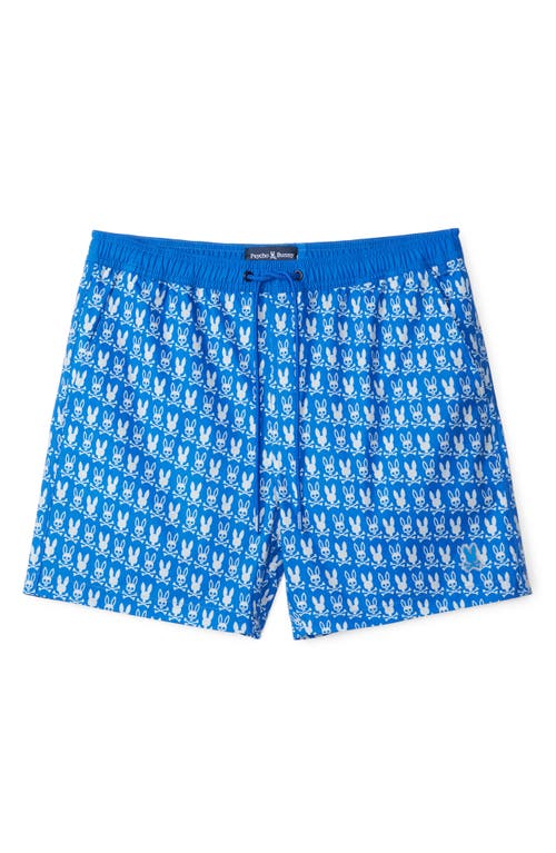 Psycho Bunny Tilden Print Swim Trunks In Nautical Blue