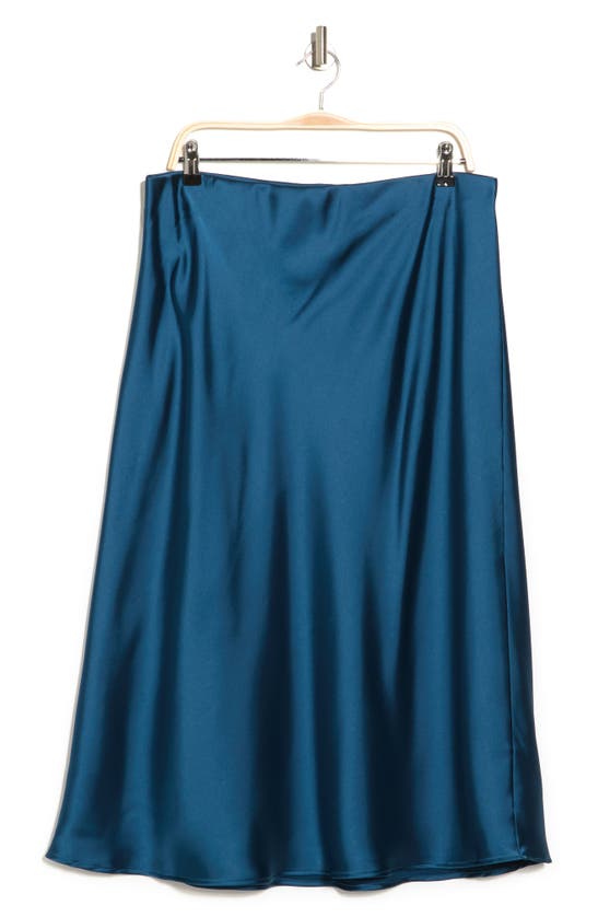 Renee C Satin Midi Skirt In Teal
