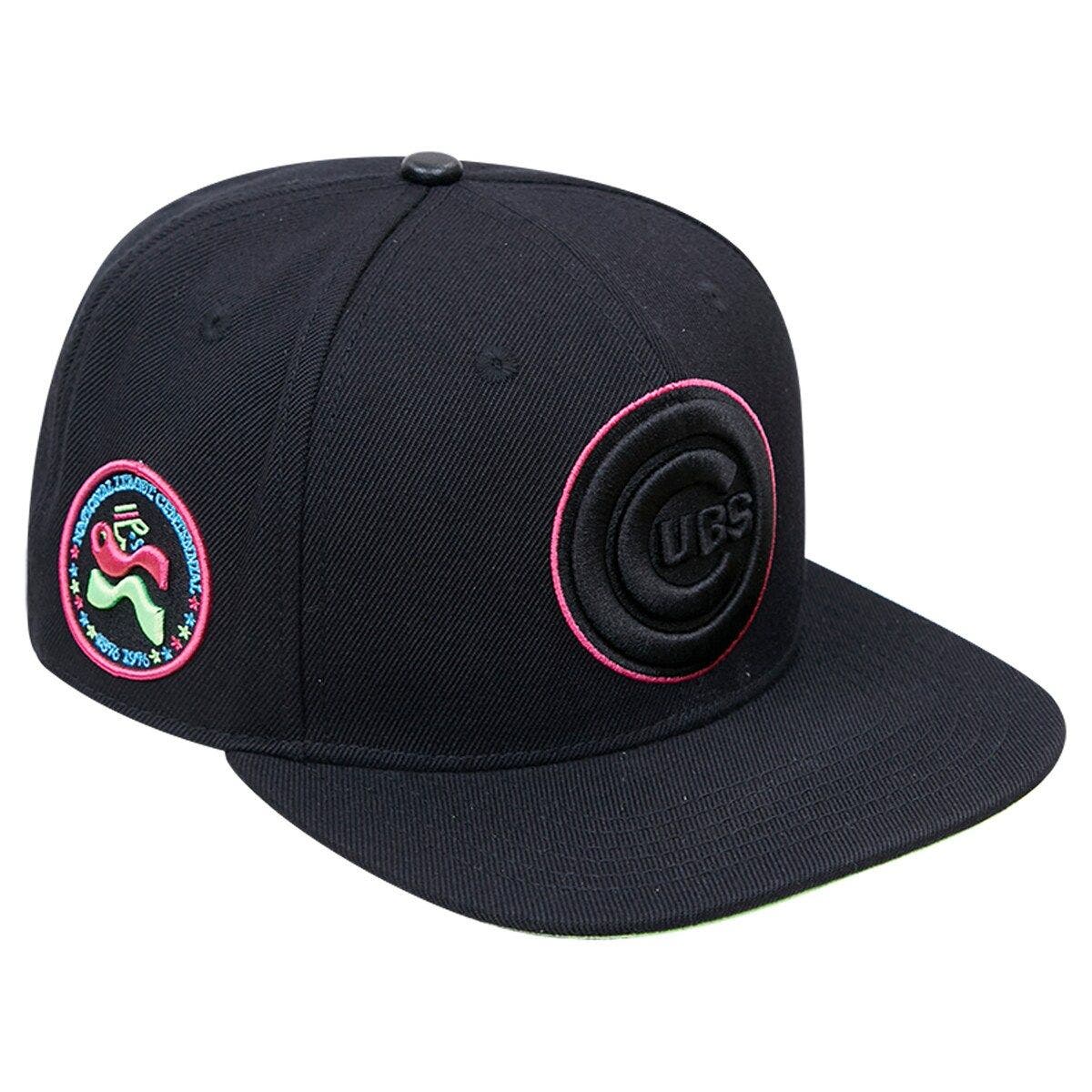 Men's Pro Standard Black Chicago Cubs Cooperstown Collection Neon Prism  Snapback Hat