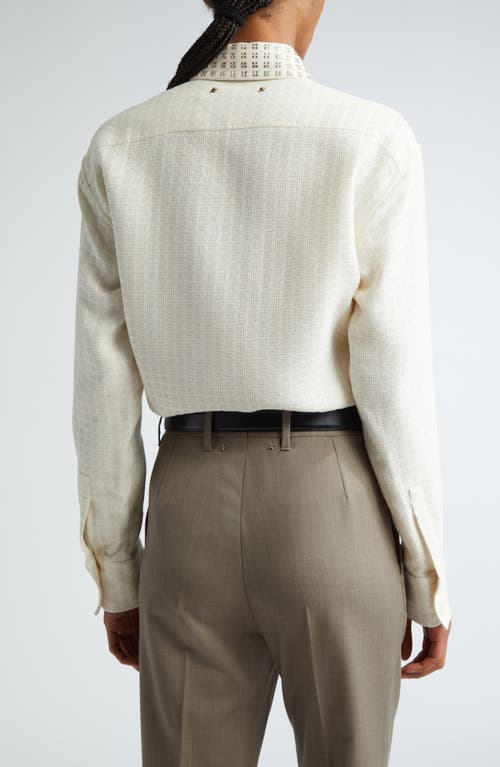 Golden Goose Journey Collection Embellished Collar Jacquard Button-up Shirt In Papyrus