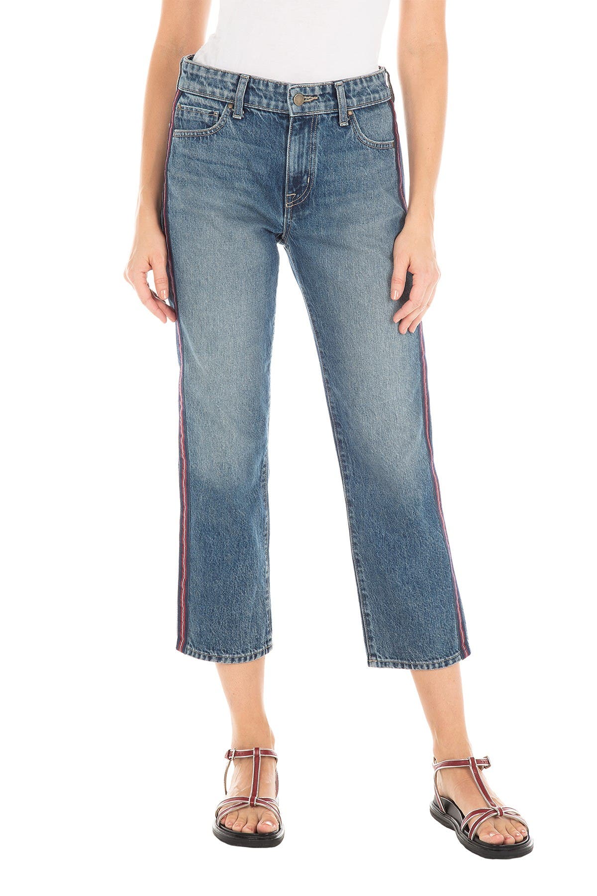 high rise straight leg cropped jeans