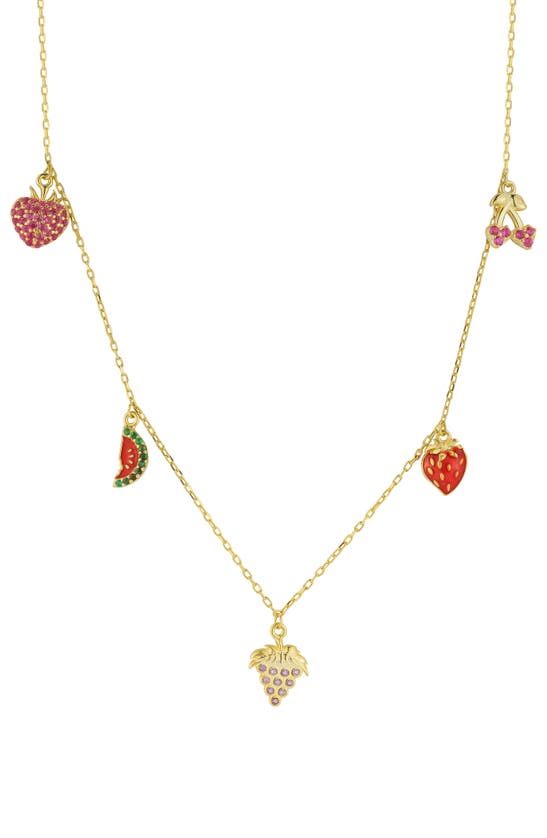 Shop Sphera Milano 14k Gold Plated Sterling Silver Cz Fruit Charm Necklace