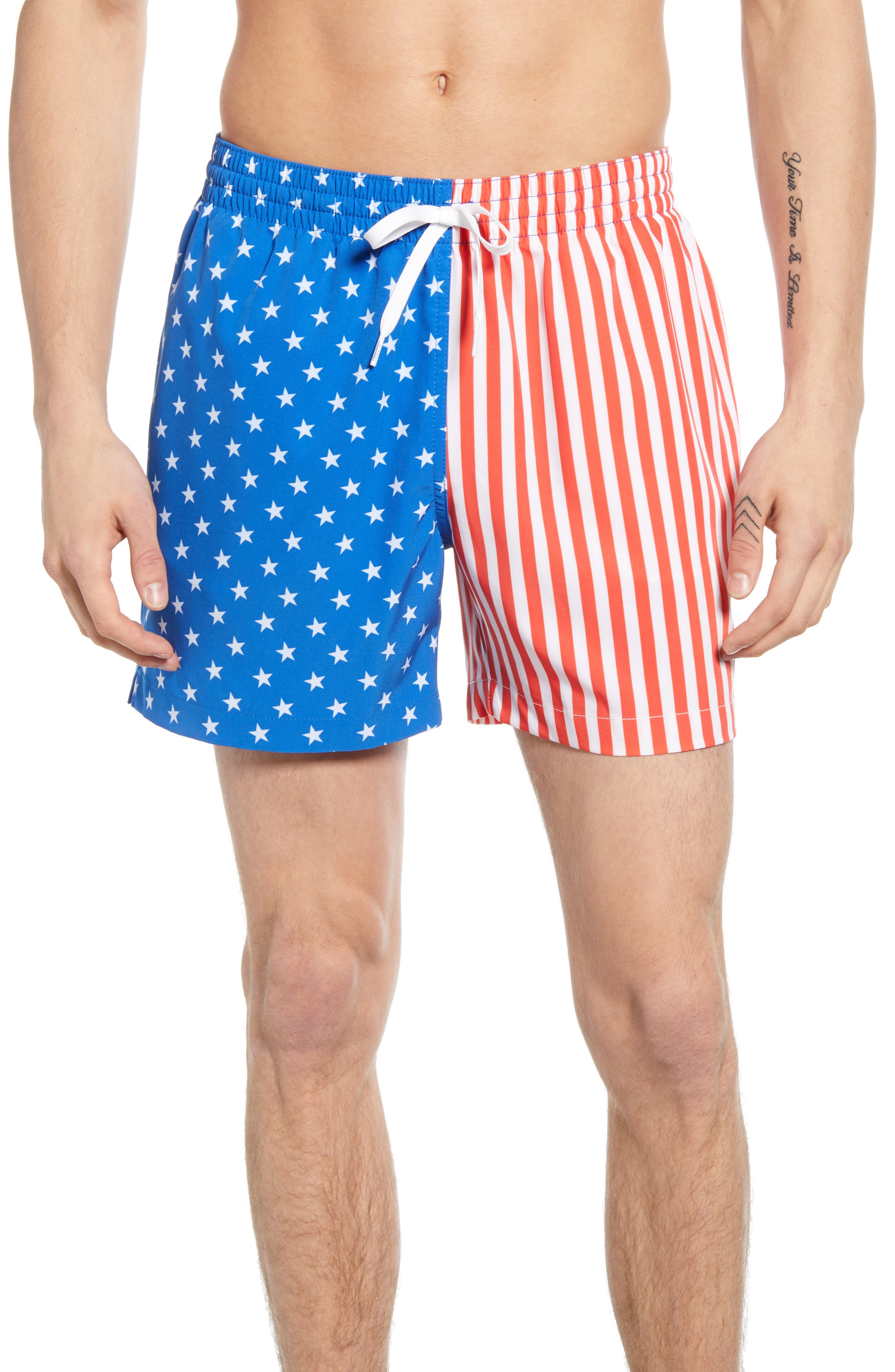 Chubbies American Man Print Swim Trunks, Blue