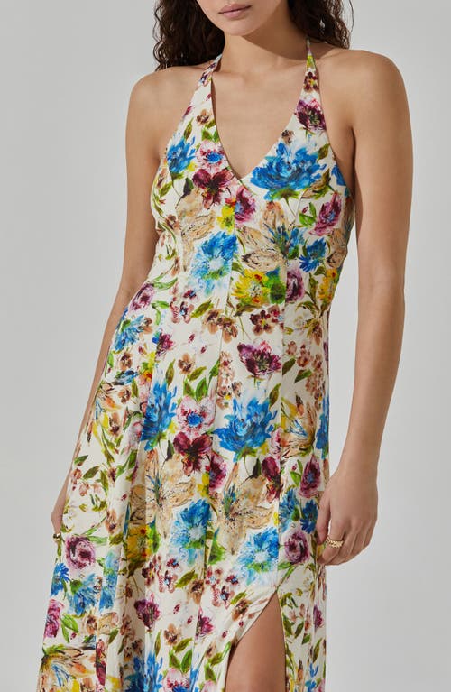 Shop Astr The Label Floral Print Halter Dress In Cream Multi Floral