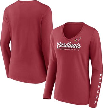 Women s Fanatics Branded Cardinal Arizona Cardinals Drive Forward V Neck Long Sleeve T Shirt