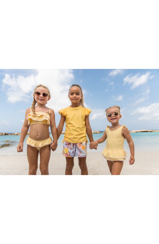Snapper Rock Little Girl's & Girl's Boho Tropical Marigold Flutter-sleeve Rash Top In Yellow