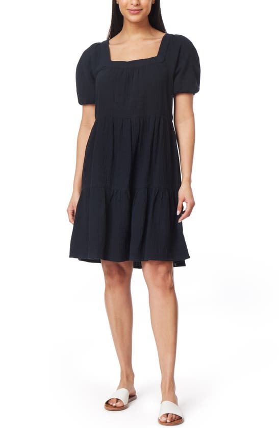 C&c California Juliana Tiered Gauze Dress In Black Night