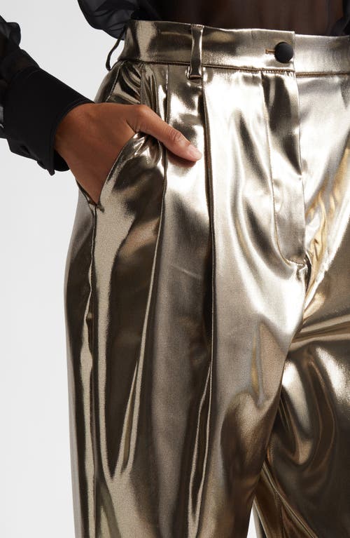 Shop Dolce & Gabbana Dolce&gabbana Metallic Pleated Ankle Pants In S0985 Oro Antico