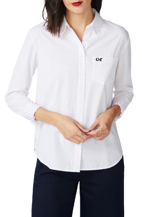 Clip Dot Long Sleeve Cotton Button-Up Shirt