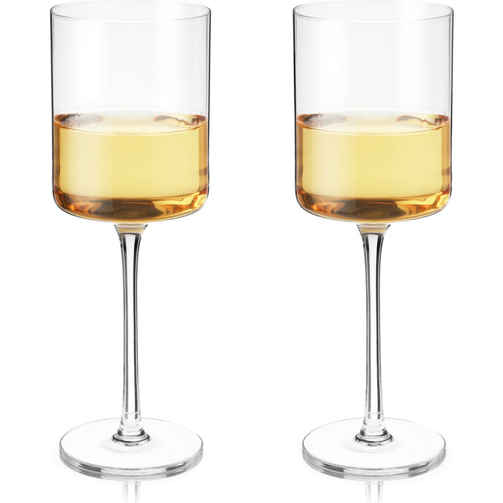 Viski Laurel Crystal White Wine Glasses Set Of 2 In Clear