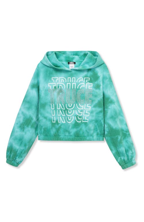 Truce Kids' Rhinestone Tie Dye Hoodie Light Green at Nordstrom,