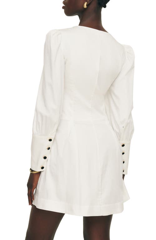 Shop Reformation Lovisa Long Sleeve Stretch Organic Cotton Minidress In White