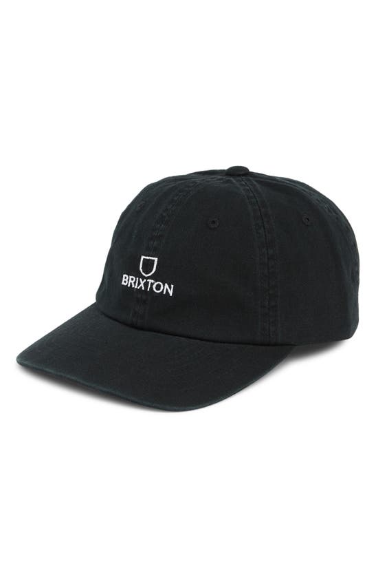 Brixton Alpha Adjustable Cotton Baseball Cap In Black
