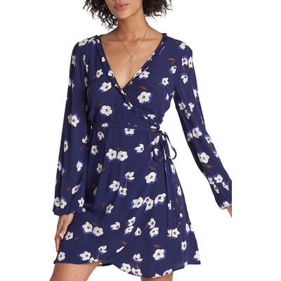 Billabong Ruffled Up Floral Long Sleeve Dress, Blue