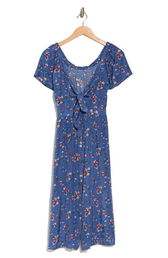 Frnch Aise Floral Dress In Blue Jean