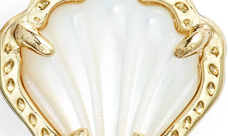Shop Kendra Scott Brynne Shell Stud Earrings In Gold Ivory Mother Of Pearl