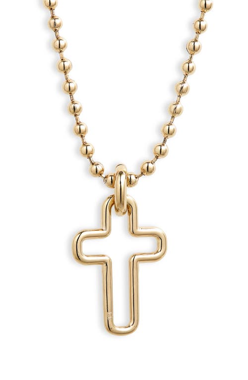 Laura Lombardi Mini Madda Cross Pendant Necklace in Brass at Nordstrom