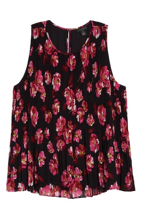 halogen(r) Sleeveless Pleated Top in Black Manon Floral