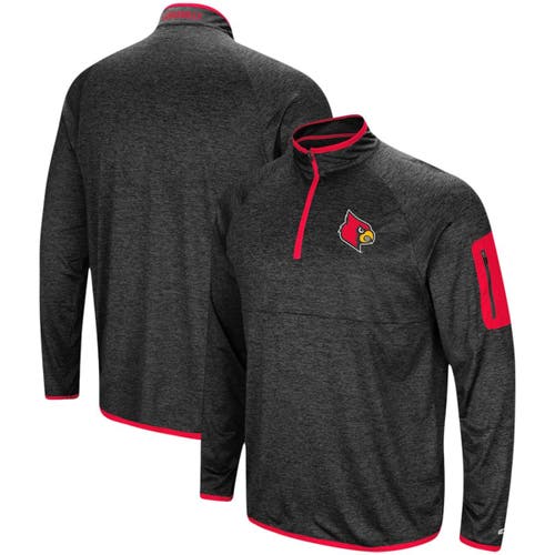 Men's Colosseum Black Louisville Cardinals Amnesia Quarter-Zip Pullover Jacket