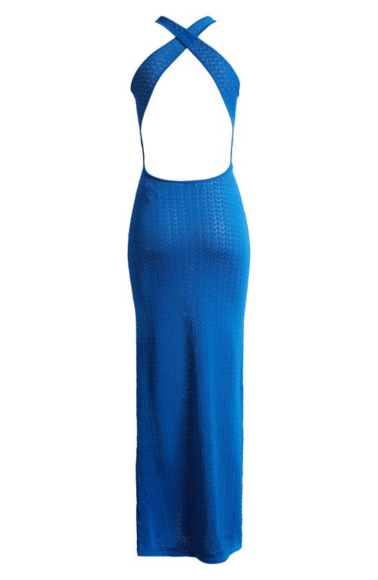 Shop Mistress Rocks Open Stitch Sleeveless Sweater Dress In Cobalt