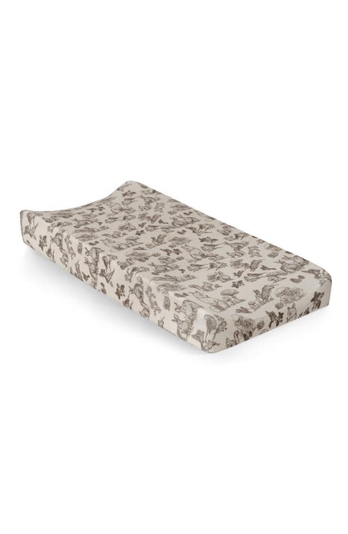Oilo Print Organic Cotton Changing Pad Cover in Eggshell/Woodland Critters at Nordstrom