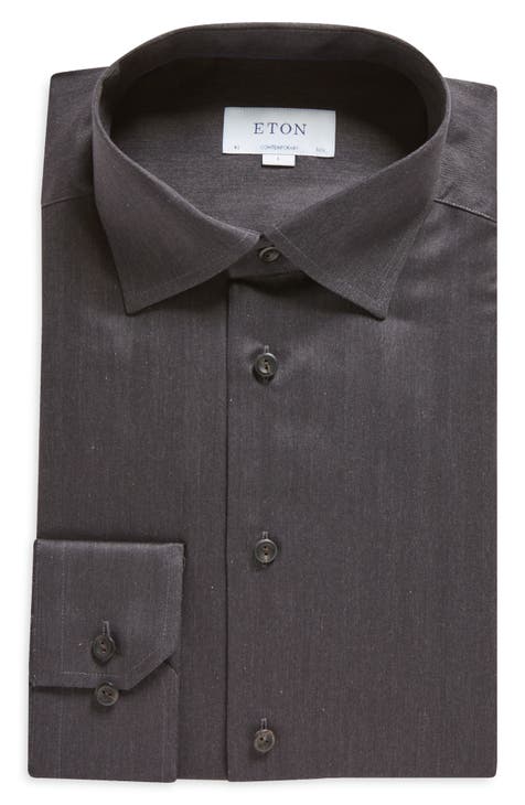 Contemporary Fit Cotton Flannel Dress Shirt (Regular & Big)