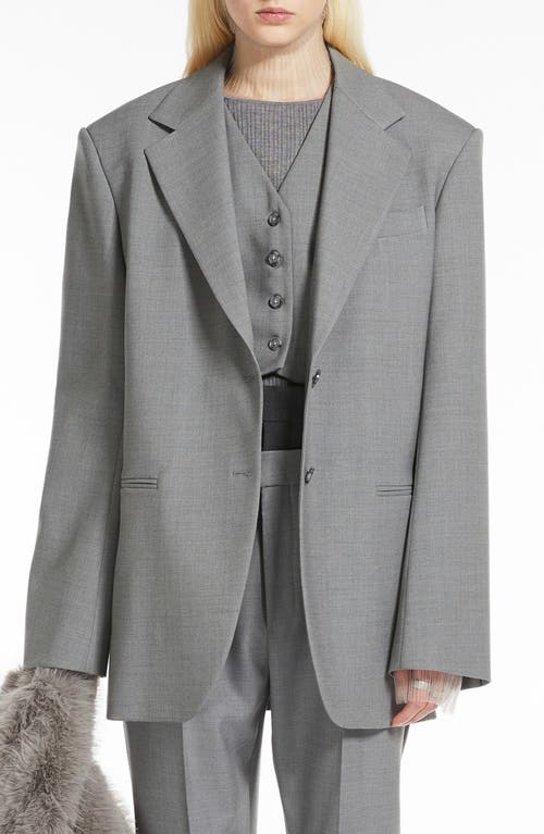 Sportmax Oversize Single Breasted Wool Blazer In Light Grey