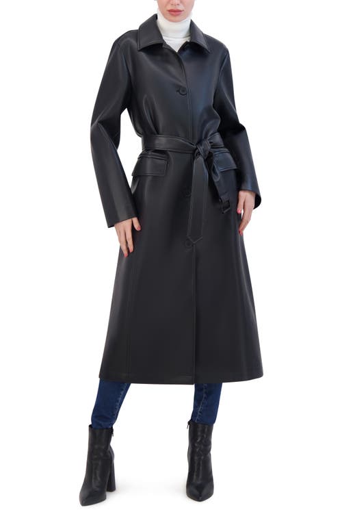 Shop Rebecca Minkoff Belted Faux Leather Trench In Black