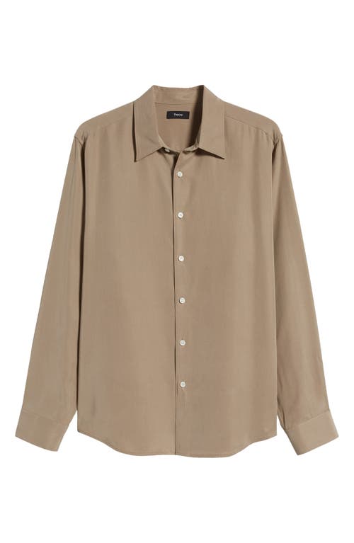 Theory Rammy Poplin Button-up Shirt In Taupe - Qe0