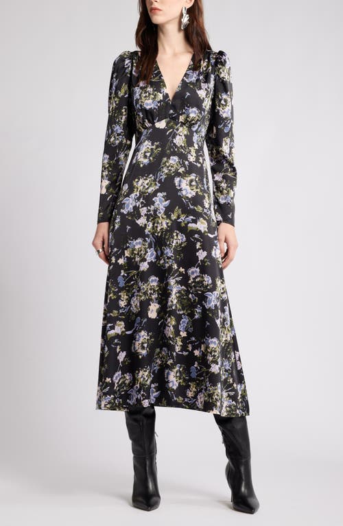 NORDSTROM NORDSTROM LONG SLEEVE SATIN MIDI DRESS